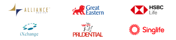 Logos of Great Eastern, HSBC Life, Prudential, Singlife, Alliance Medinet and iXchange, the insurers and corporate health plan administrators on whose panels Dr Sean Leo is listed
